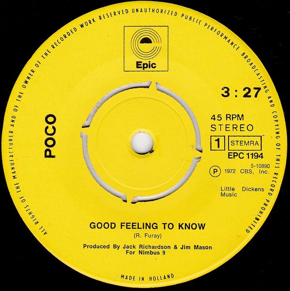 Poco - Good Feeling To Know - 7 Inch