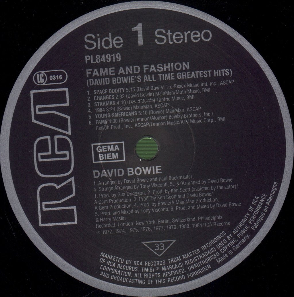David Bowie - Fame And Fashion (All Time Greatest Hits) - Lp