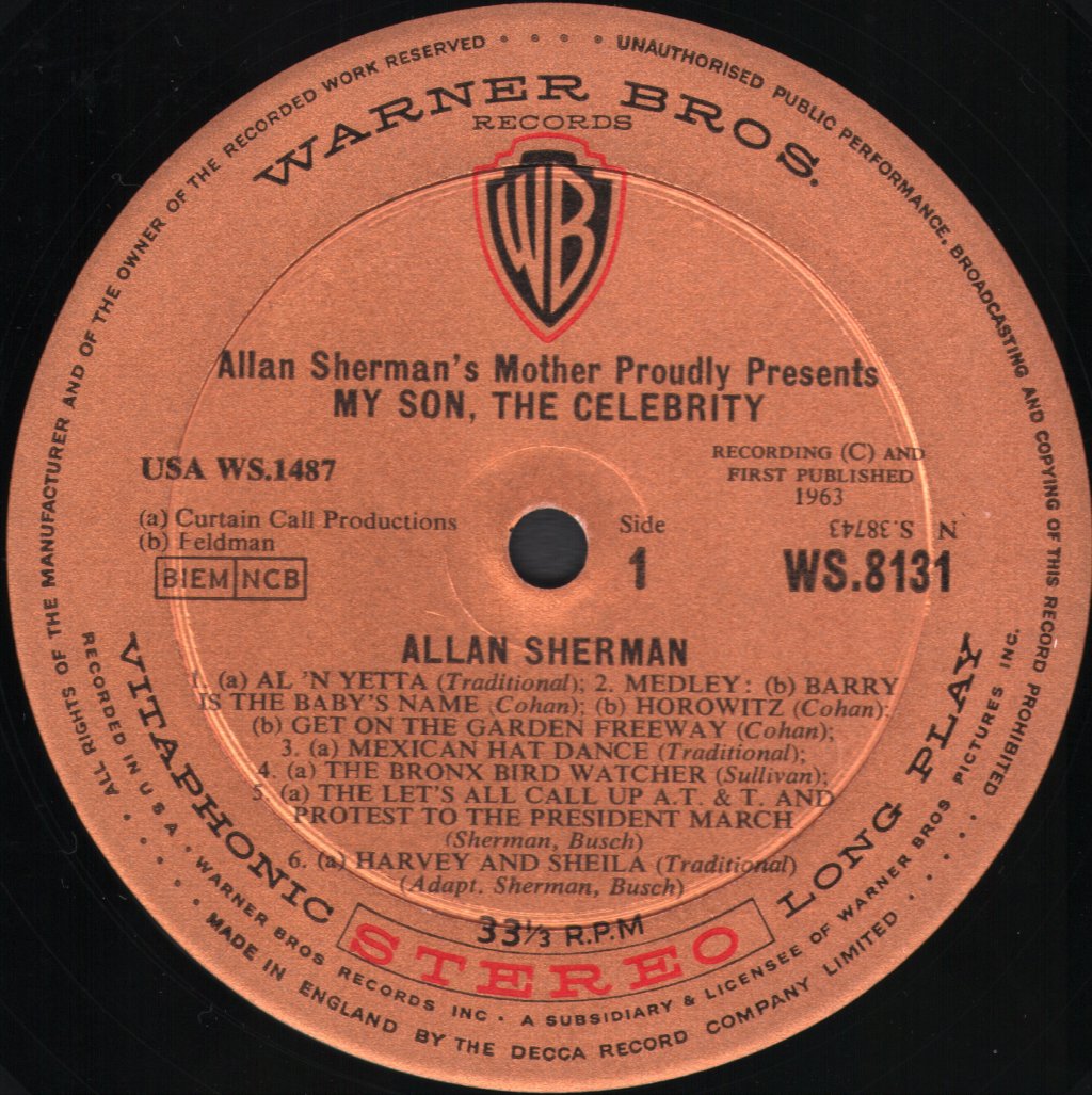 Allan Sherman - My Son, The Celebrity - Lp