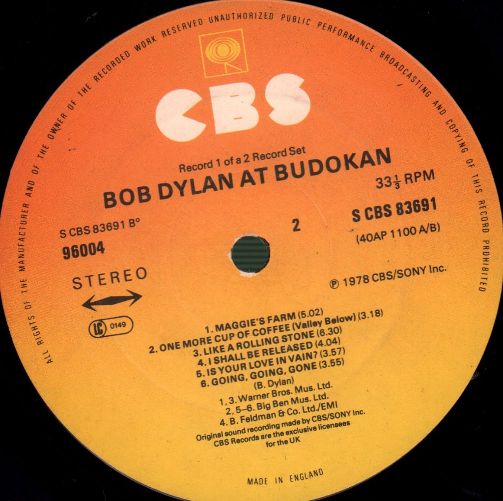 Bob Dylan - At Budokan - Double Lp