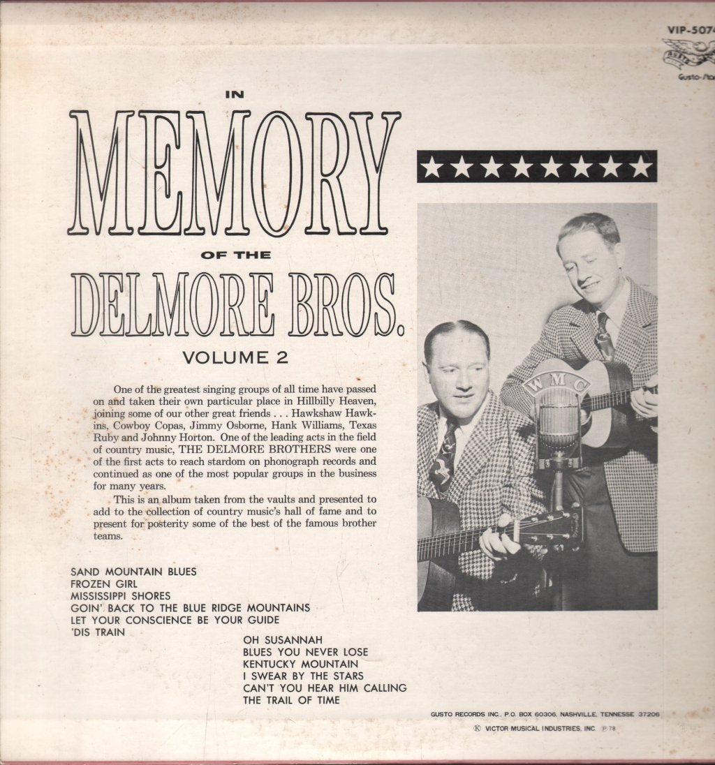 Delmore Brothers - In Memory Of The Delmore Bros. Volume 2 - Lp