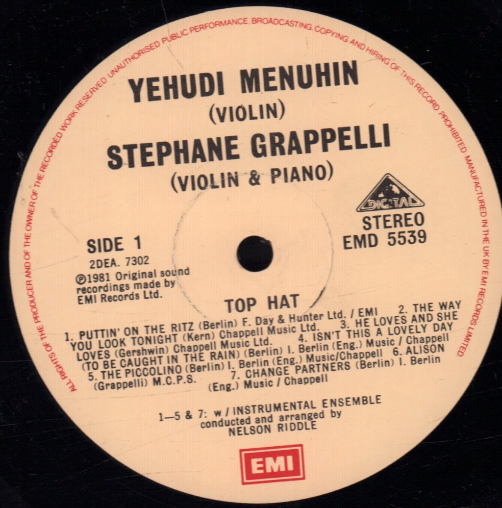 Yehudi Menuhin And Stephane Grappelli - Top Hat - Lp