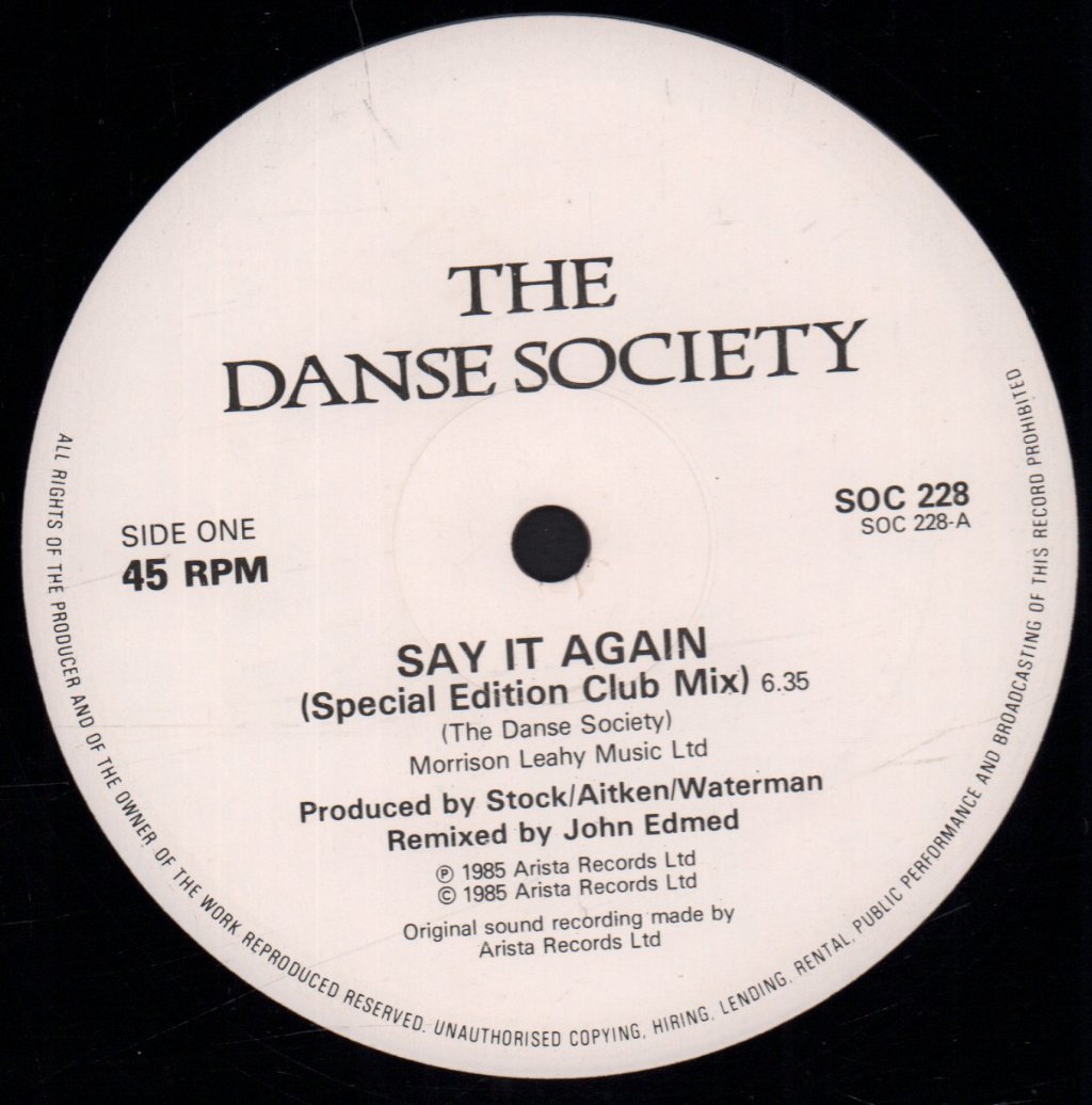 Danse Society - Say It Again - 12 Inch
