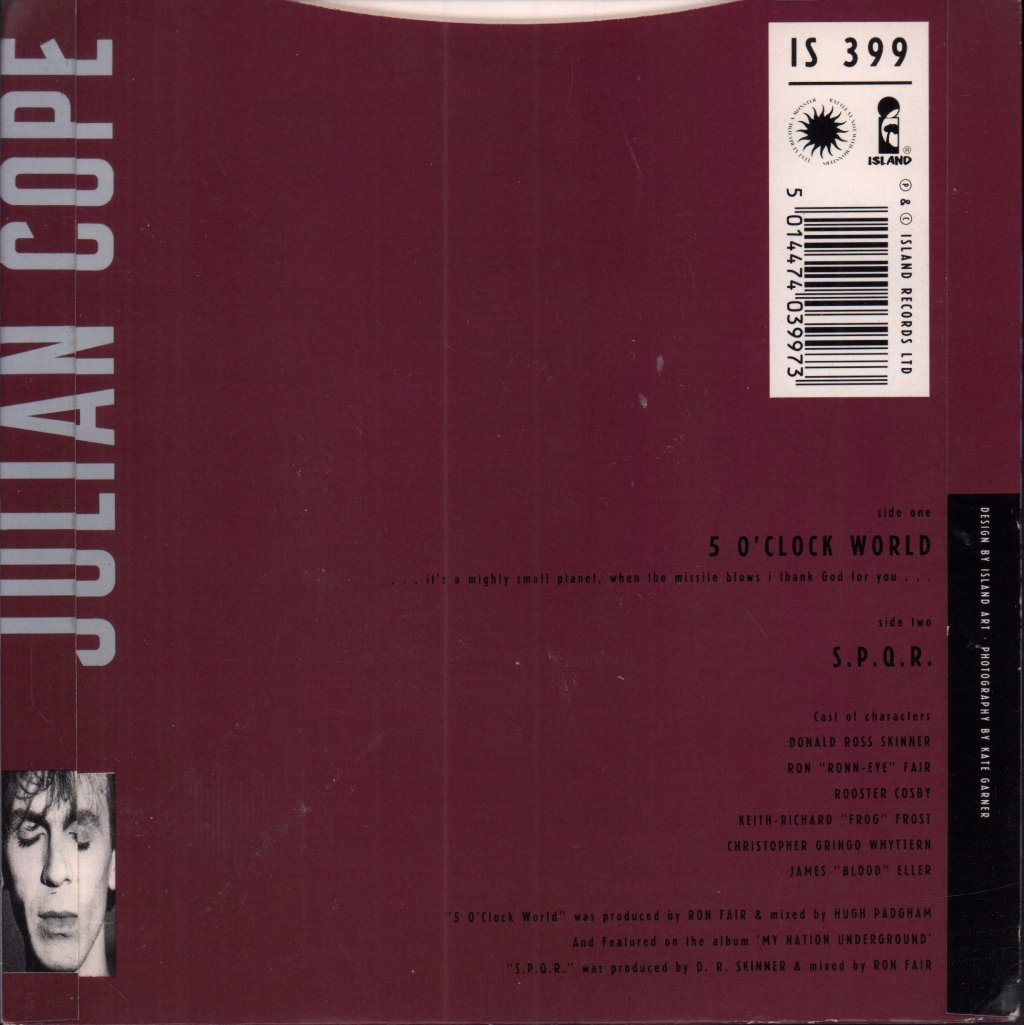 Julian Cope - 5 O'clock World - 7 Inch