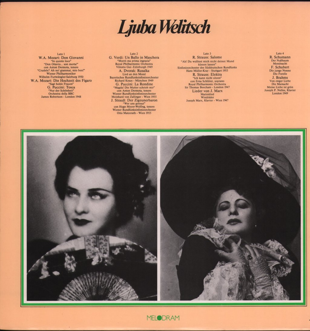 Ljuba Welitsch - Live - Volume I - Double Lp