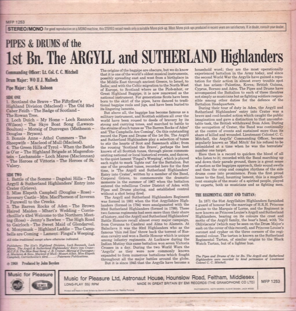 1st Bn Argyll & Sutherland Highlanders - Pipes & Drums - Lp