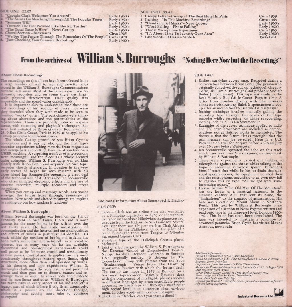 William S Burroughs - Nothing Here Now But The Recordings - Lp