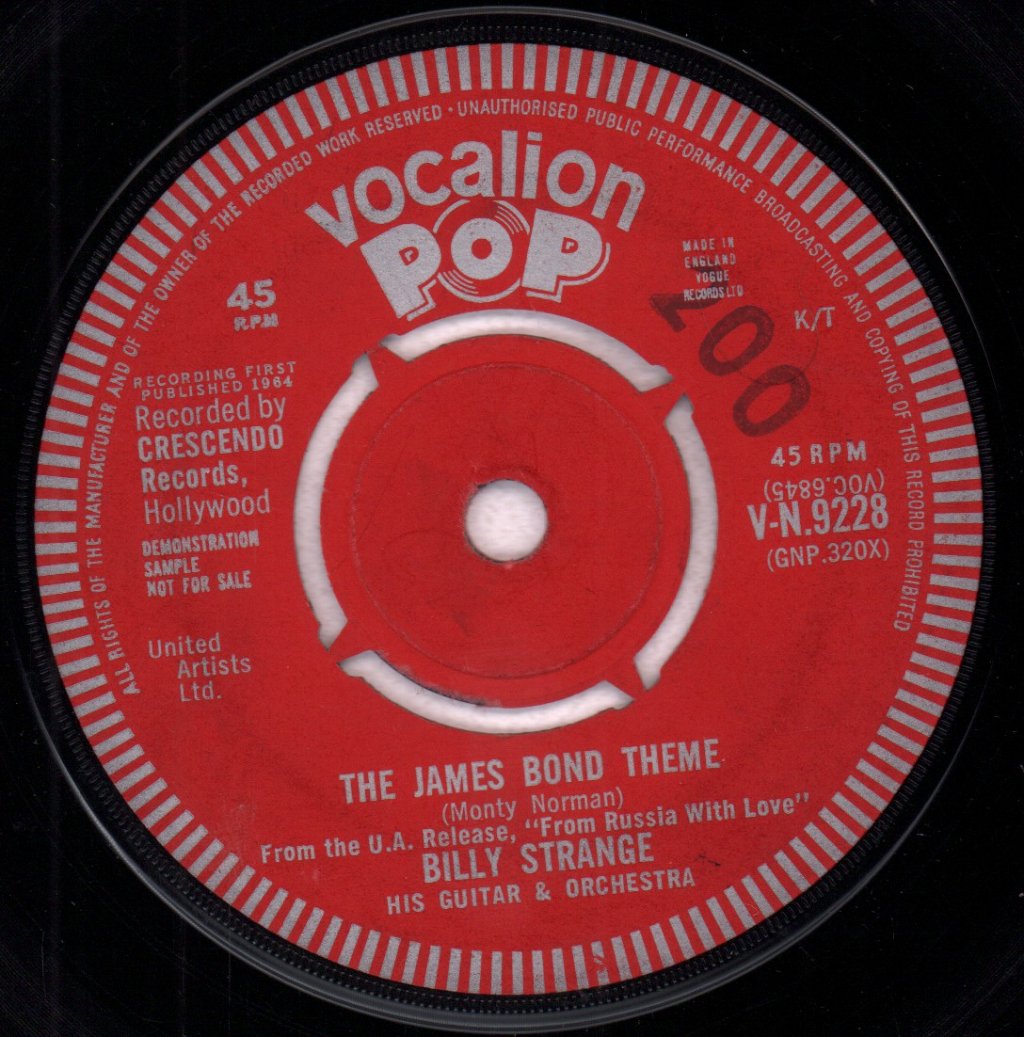 Billy Strange His Guitar And Orchestra - 007 Theme - 7 Inch