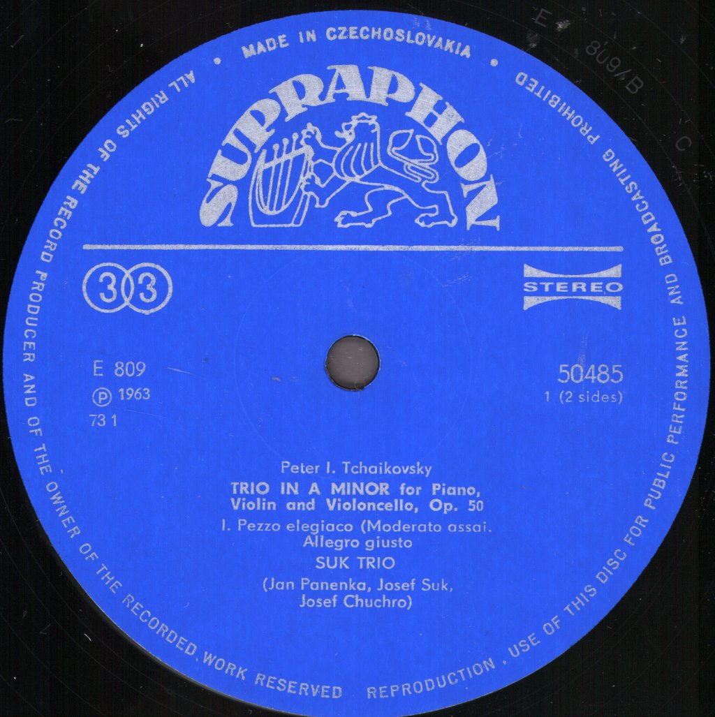 Suk Trio - Tchaikovsky - Piano Trio (In A Minor) - Lp