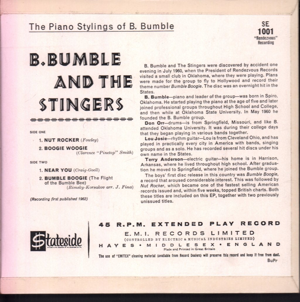 B.Bumble And The Stingers - Piano Stylings Of B. Bumble - 7 Inch