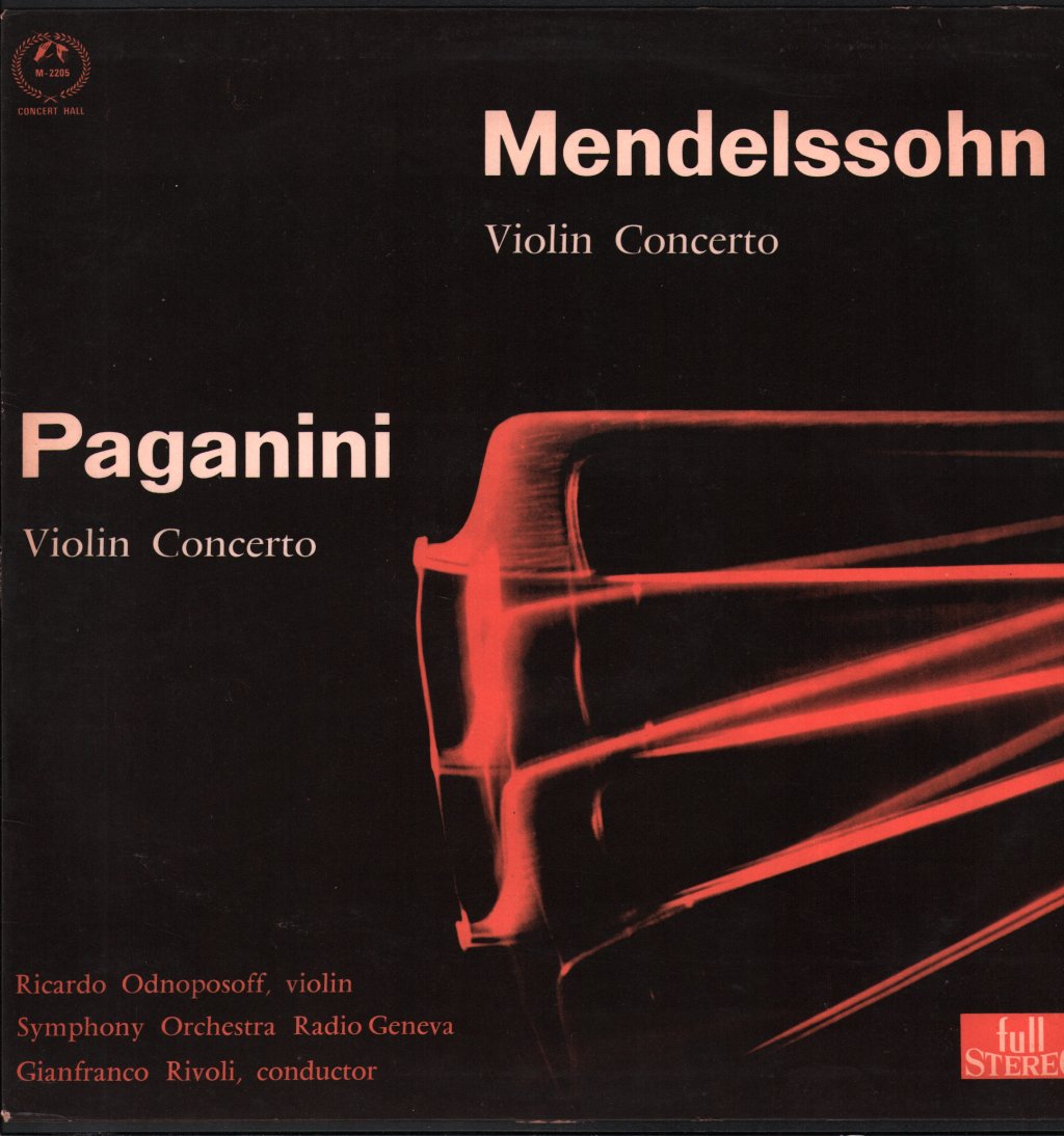 Ricardo Odnoposoff / Symphony Orchestra Of Radio Geneva / Gianfranco Rivoli - Mendelssohn - Violin Concerto / Paganini - Violin Concerto - Lp