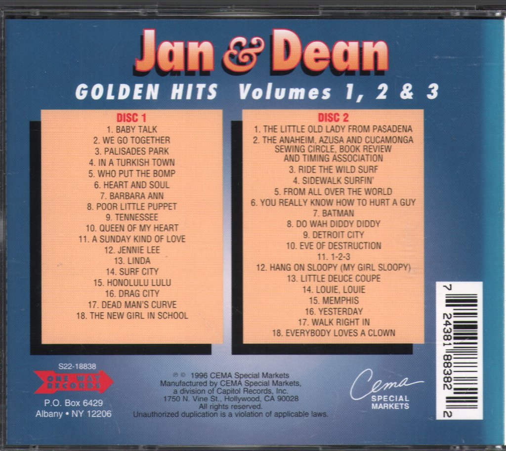 Jan & Dean - Golden Hits Vol. 1, 2 & 3 - Cd Set