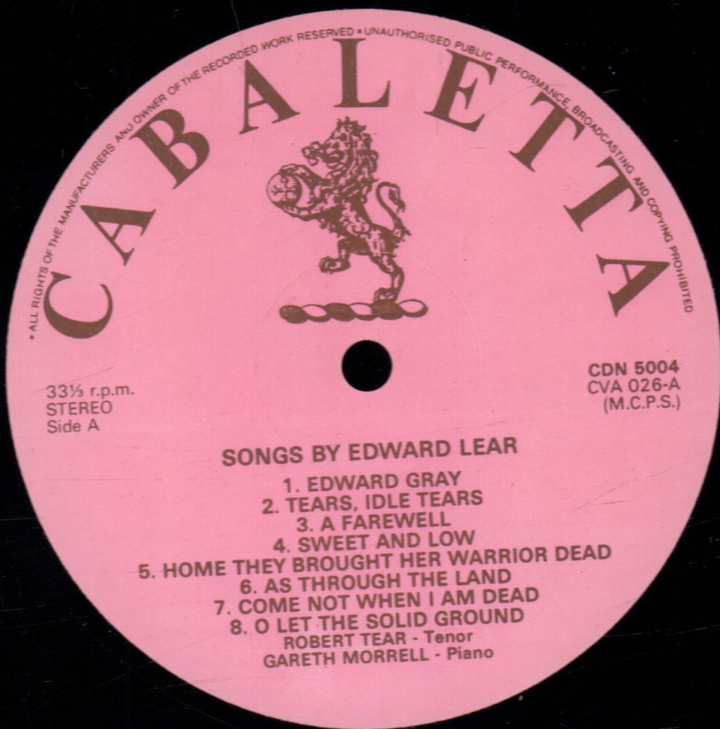 Robert Tear / Gareth Morrell - Tears, Idle Tears - Lp