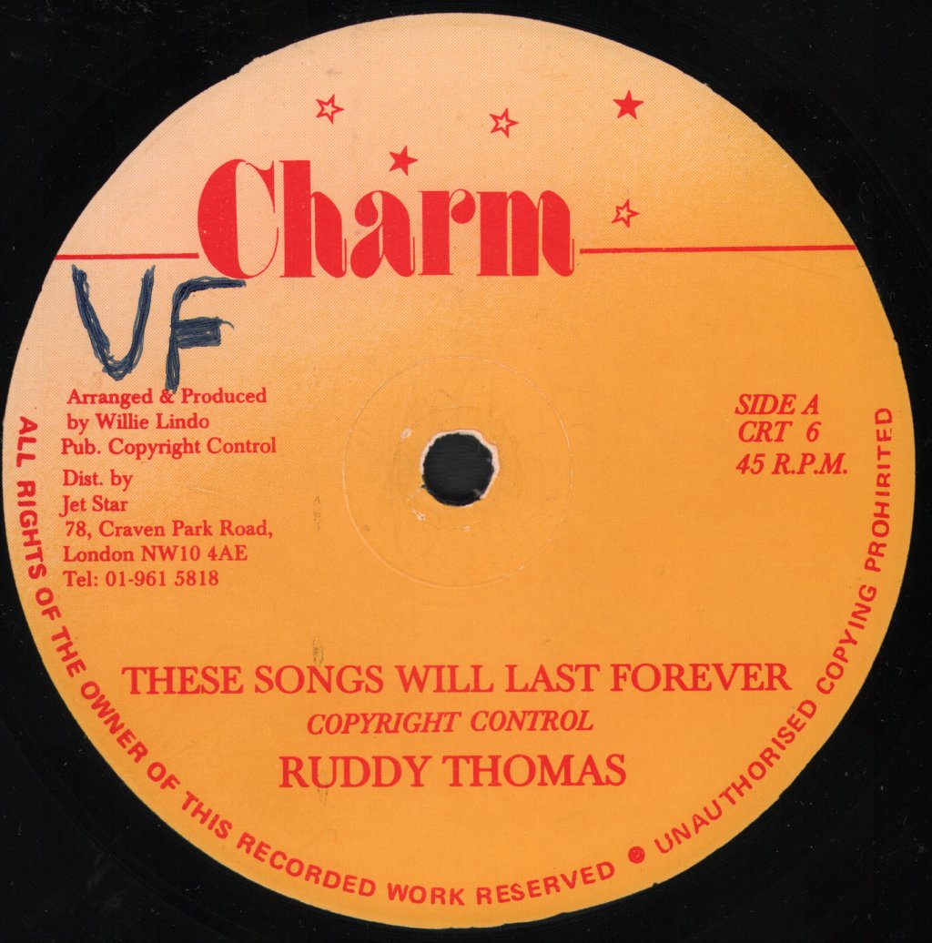 Ruddy Thomas - These Songs Will Last Forever - 7 Inch