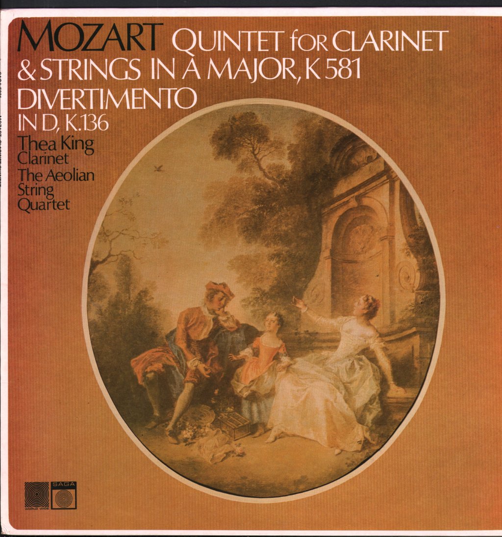 Thea King / Aeolian String Quartet - Mozart - Quintet For Clarinet & Strings In A Major, K581, Divertimento In D, K136 - Lp