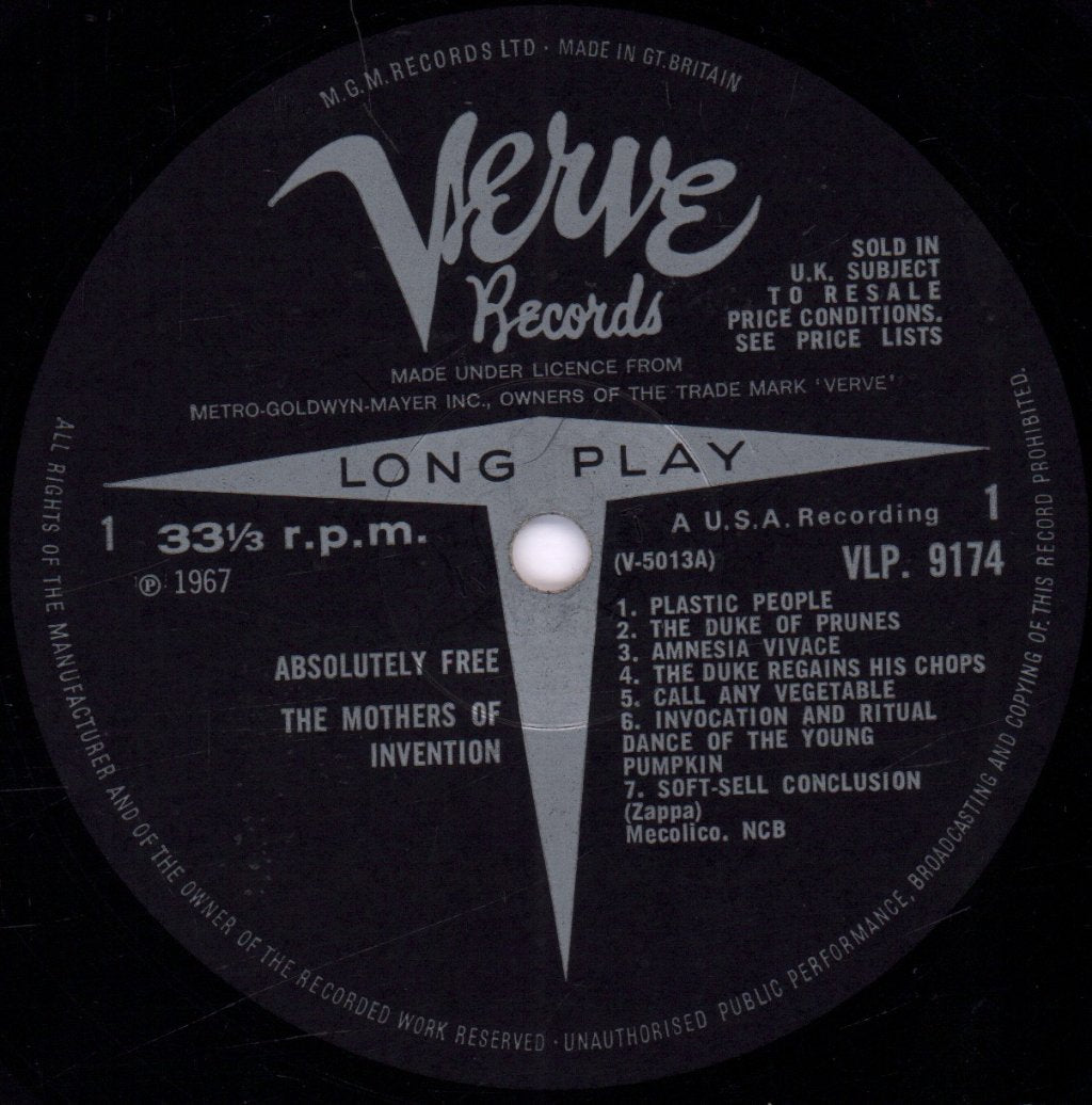 Mothers Of Invention - Absolutely Free - Lp