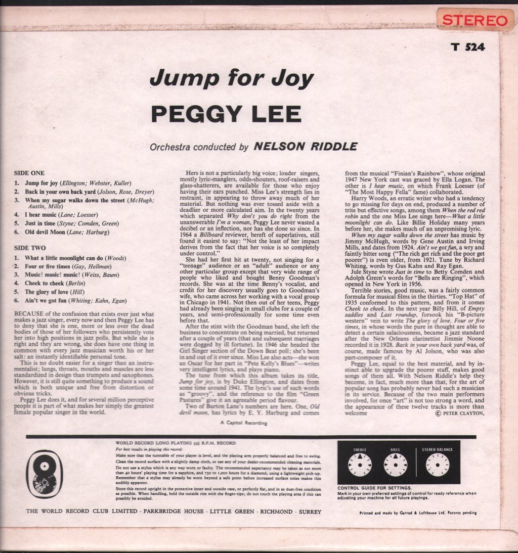 Peggy Lee - Jump For Joy - Lp