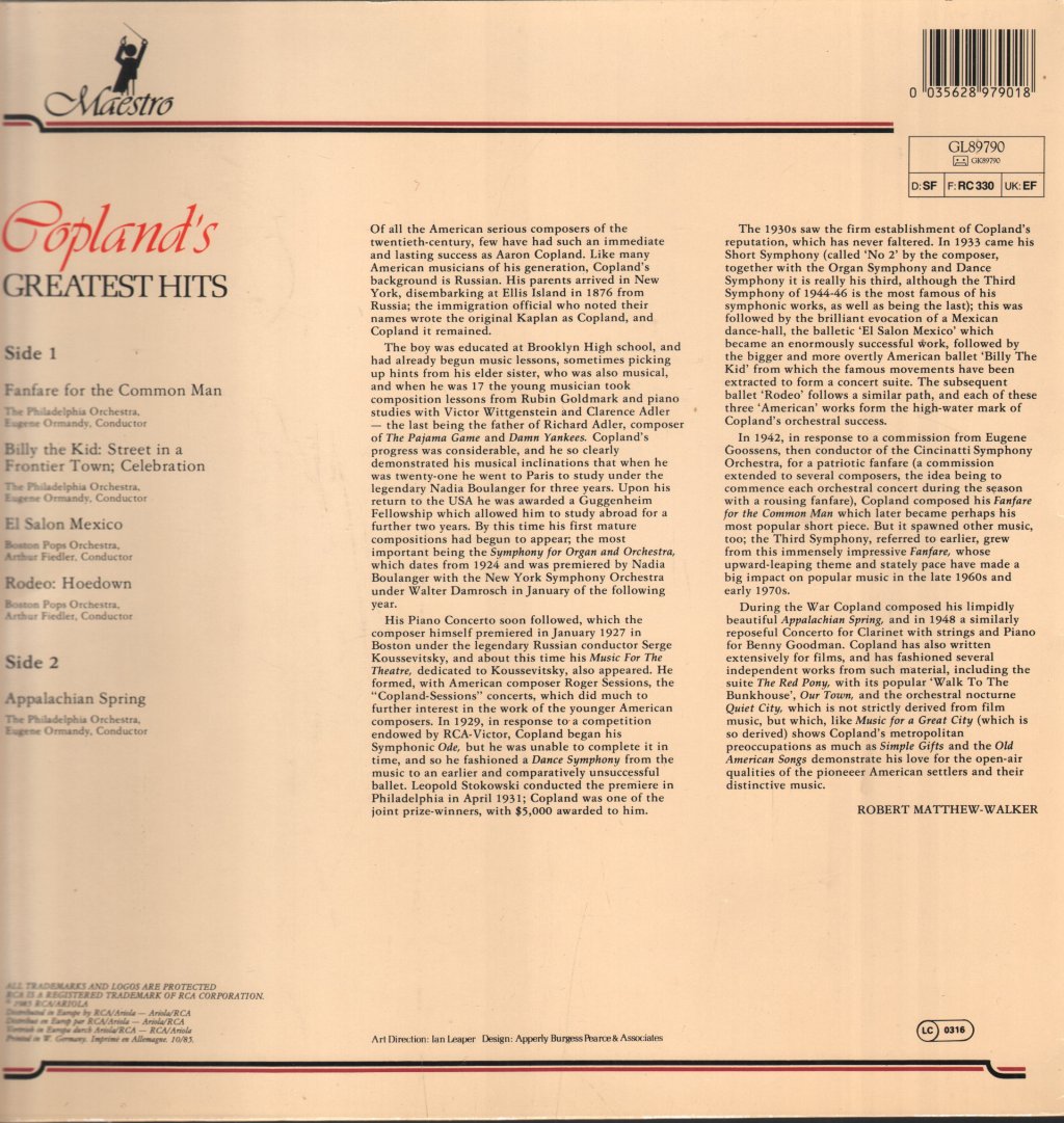 Various Artists - Copland's Greatest Hits - Lp