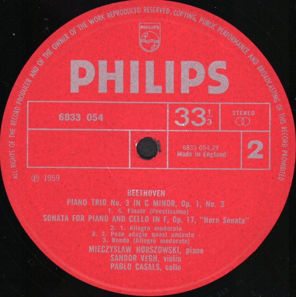 Pablo Casals - In Memoriam - Beethoven Piano Trio Op.1 No.3 - Lp