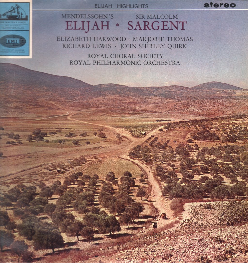 Sir Malcolm Sargent / Royal Philharmonic Orchestra / Elizabeth Harwood / Marjorie Thomas - Mendelssohn - Elijah Highlights - Lp