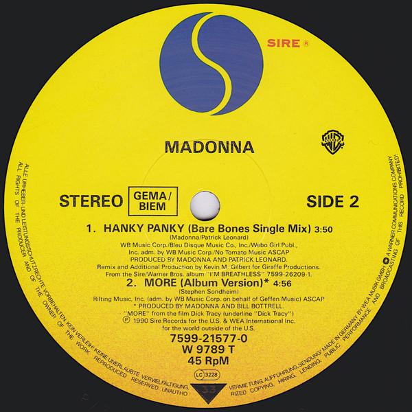 Madonna - Hanky Panky - 12 Inch