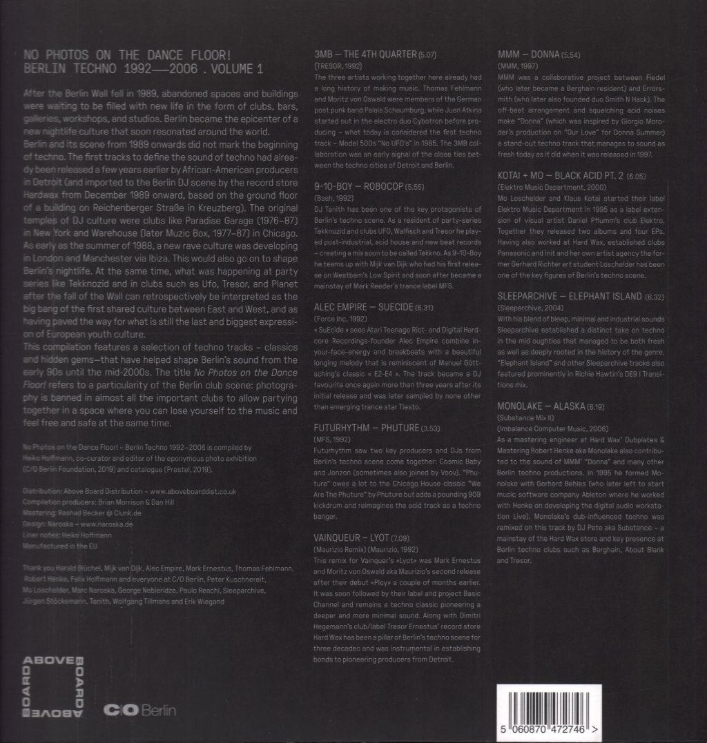 Various Artists - No Photos On The Dancefloor! Berlin Techno 1992-2006 (Volume 1) - Double 12 Inch