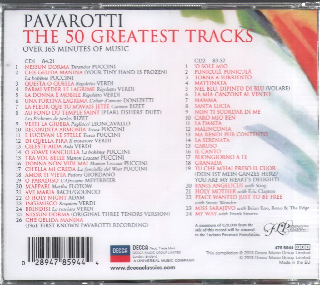 Luciano Pavarotti - 50 Greatest Tracks - Double Cd