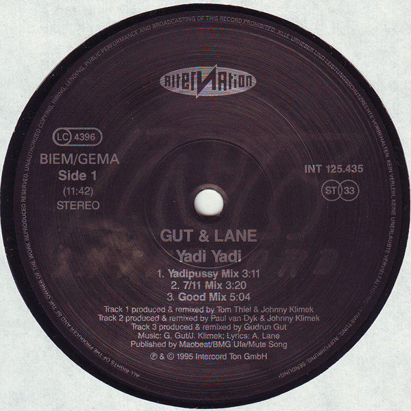 gudrun gat and anita lane - Yadi Yadi - 12 Inch