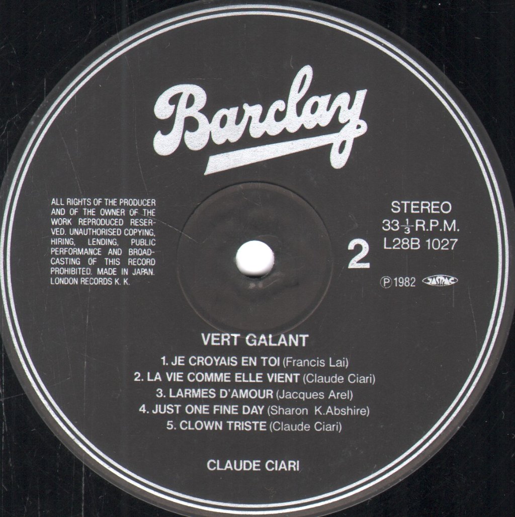 Claude Ciari - Vert Galant - Lp