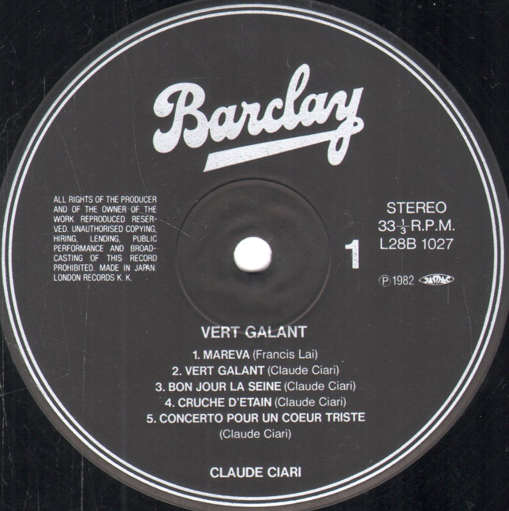 Claude Ciari - Vert Galant - Lp