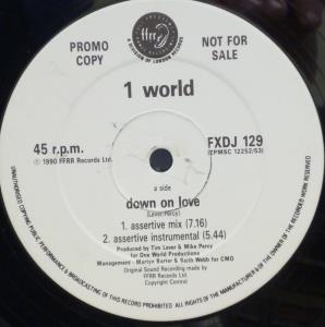 1 World - Down On Love - 12 Inch