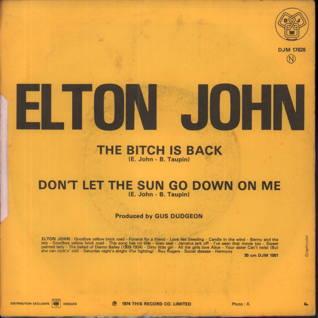 Elton John - Bitch Is Back - 7 Inch