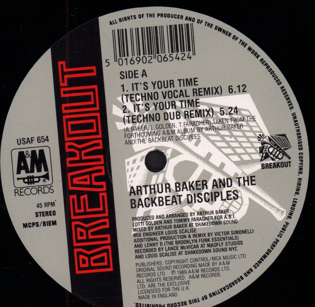 Arthur Baker And The Backbeat Disciples - It's Your Time - 12 Inch