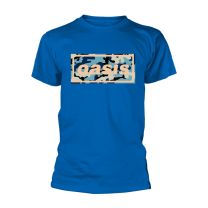Oasis T Shirt Camo Band Logo Official Mens Royal Blue S - Small
