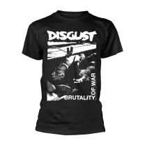 Disgust T Shirt Brutality of War Band Logo Official Mens Black S - Small