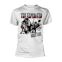 Exploited T Shirt Army Life Band Logo Official Mens White Xl - X-Large