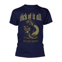 Sick of It All T Shirt Panther Band Logo York Hardcore Official Mens Navy S - Small