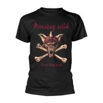 Running Wild Under Jolly Roger (Crossbones) Men T-Shirt Black S, 100% Cotton, Regular - Small