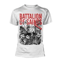 Battalion of Saints T Shirt Head Spikes Band Logo Official Mens White S - Small