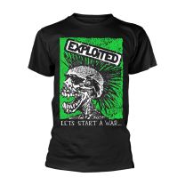 Exploited T Shirt Lets Start A War Skull Band Logo Official Mens Black Xl - X-Large