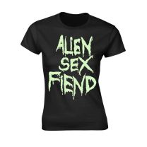 Alien Sex Fiend T Shirt Green Band Logo Official Womens Skinny Fit Black Xl - X-Large