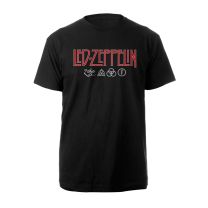 Led Zeppelin Men's Ledzeppelin_logo & Symbols Bl_ts: M T-Shirt, Black (Black Black), Medium - Medium